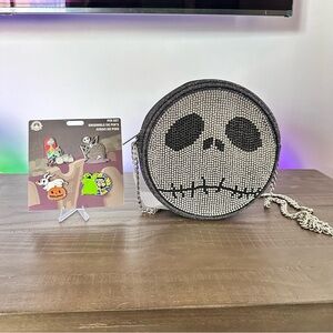 SkinnyDip Nightmare Before Christmas Jack Skellington Crossbody & 4 Pin Set NWT